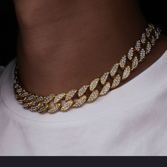 Mens blinged out iced out necklace